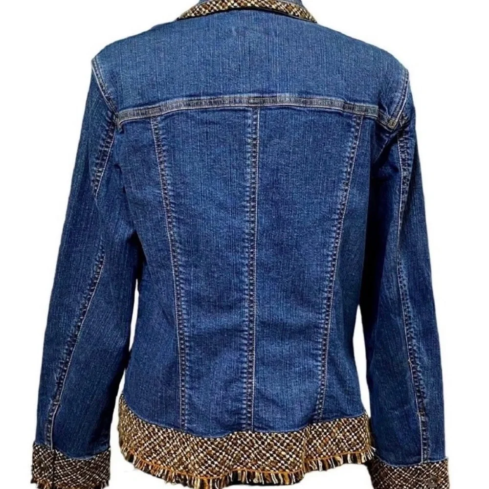 Coldwater Creek Long Sleeve Denim Jacket with Boucle Fringe Women's 12 Jean. MH - Picture 5 of 7
